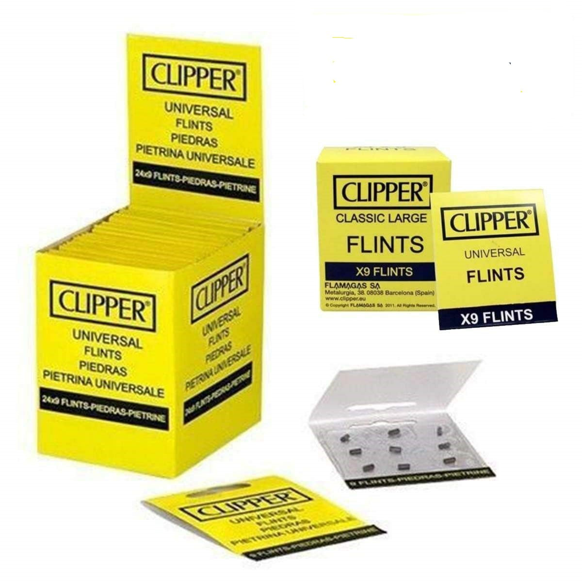 These are genuine clipper lighter flints. These flints are great for Clipper lighters and will work on most other brands. Each pack contains 9 flints. Great pricing the more packs you add. Color: Black Size: 2.2 x 5 mm. 1 pack contains 9 flints. Multiple Quantities available