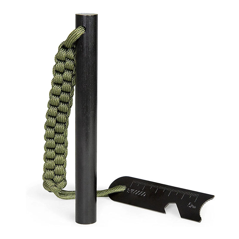 Flintsupplystore 3" Inch Survival Ferrocerium Drilled Flint Fire Starter, Ferro Rod Kit with Paracord Lanyard and Striker, 3"(Long) x 5/16"(Diameter)