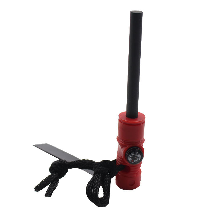 This magnesium flint fire starter is great for home use and outdoor camping. It is a 4 in 1 survival tool with a Compass, Magnesium fire rod, Whistle, and saw. The high-quality all-weather fire starter is windproof & weather resi