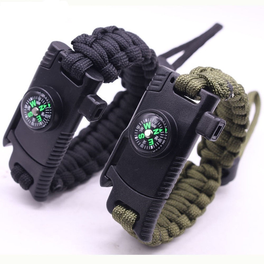 6 in 1 Adjustable Paracord Emergency Bracelet Fire Starter, Compass, Whistle, Scraper, Cutting Tool