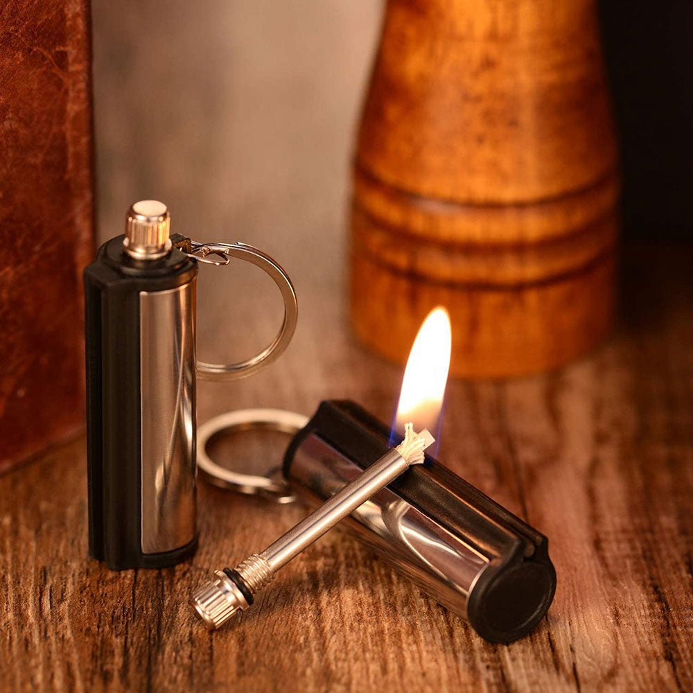 Made of stainless steel this striker holds up great in the outdoors. There is a clip on the side that you can hook to backpacks, belt loops, or a number of other places. Material: Stainless Steel, Plastic, Ferrocerium Type: Fire Striker Color: Silver