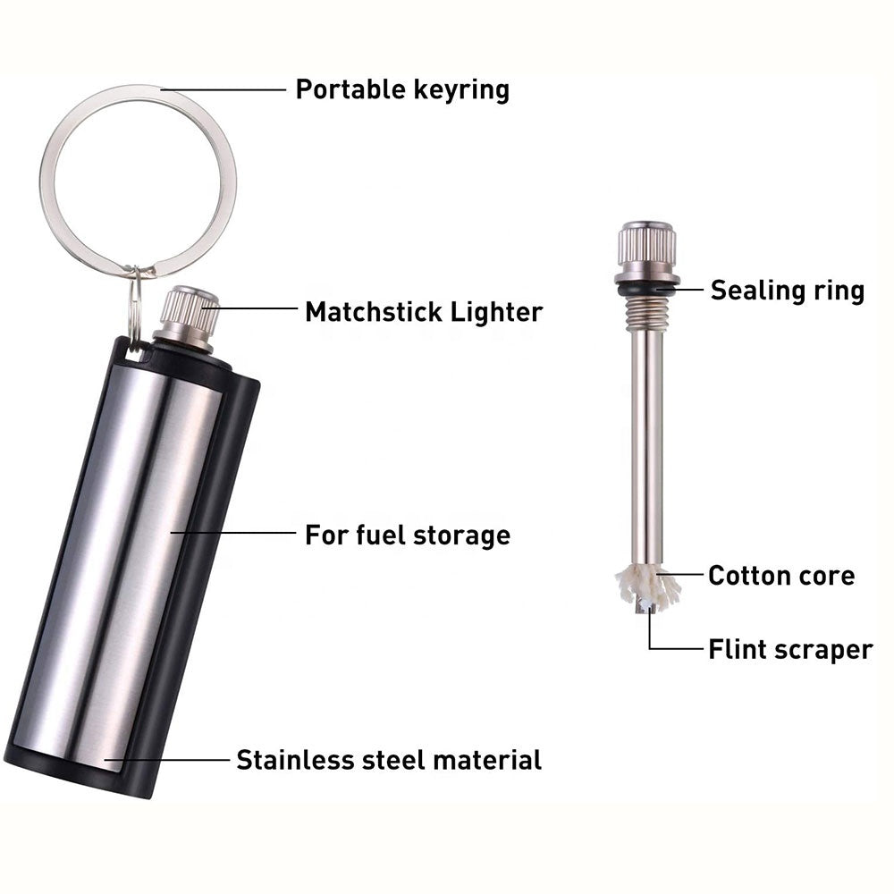 Made of stainless steel this striker holds up great in the outdoors. There is a clip on the side that you can hook to backpacks, belt loops, or a number of other places.  Material: Stainless Steel, Plastic, Ferrocerium Type: Fire Striker Color: Silver