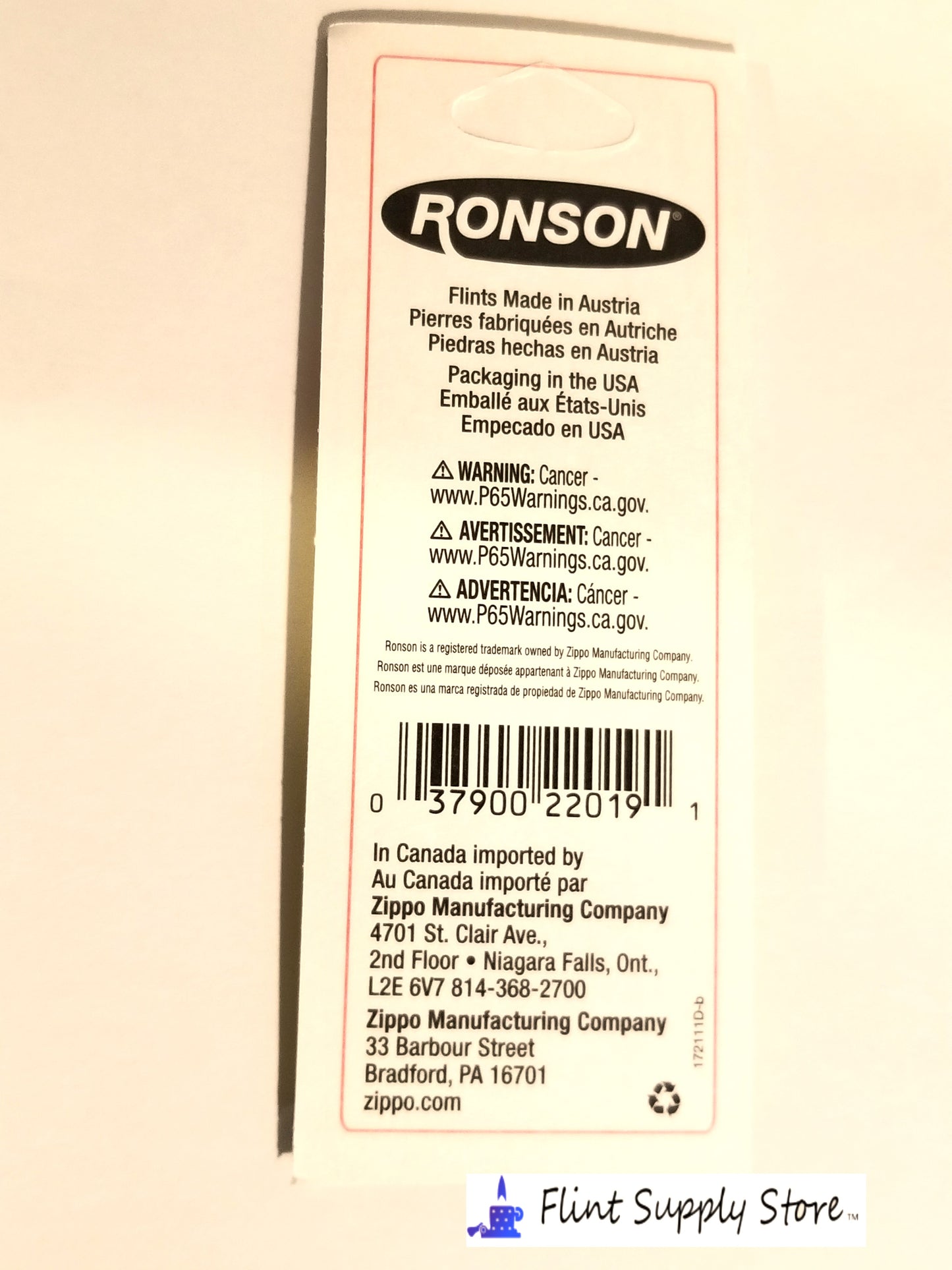 FlintSupplyStore RONSON Flints - 6 Flints per Card, 1 Card Ronson Lighter Flint