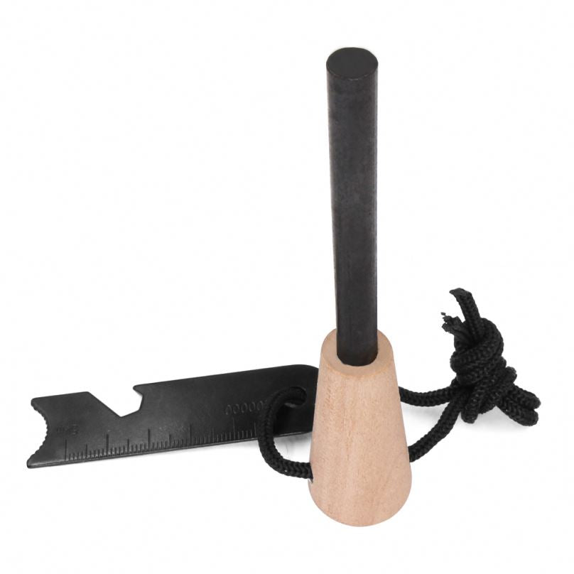 Jumbo Sized Magnesium (Ferro) Rod Flint Survival Fire Starter Kit with Wood Handle and Striker 1/3" x 4.75"