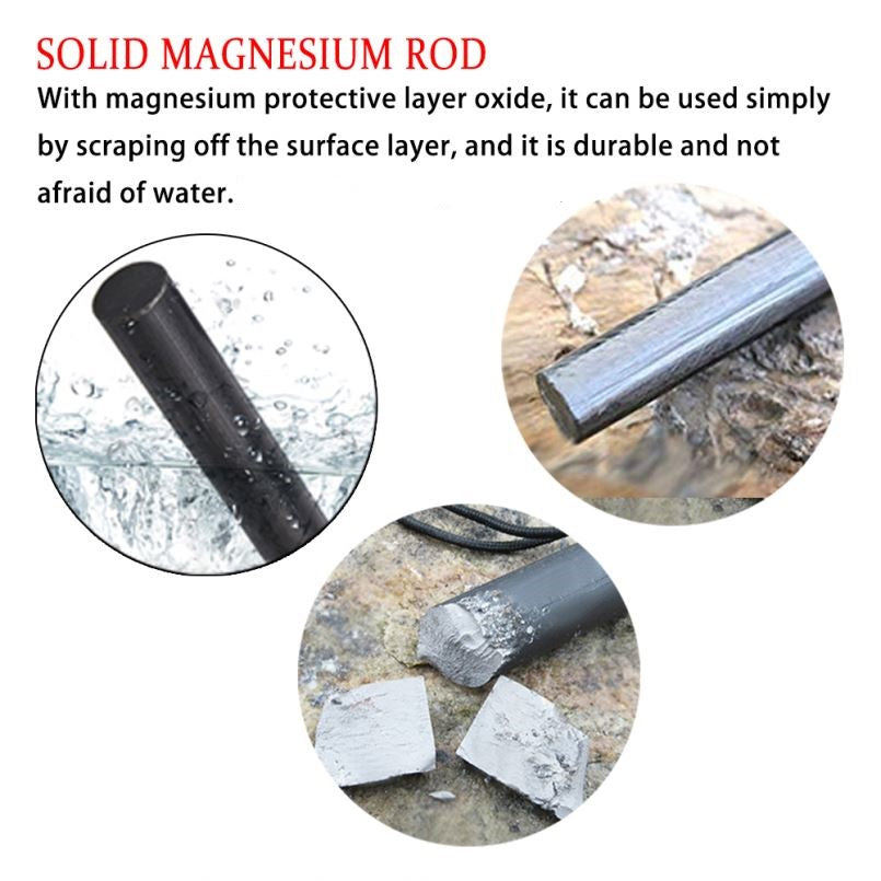 Jumbo Sized Magnesium (Ferro) Rod Flint Survival Fire Starter Kit with Wood Handle and Striker 1/3" x 4.75"
