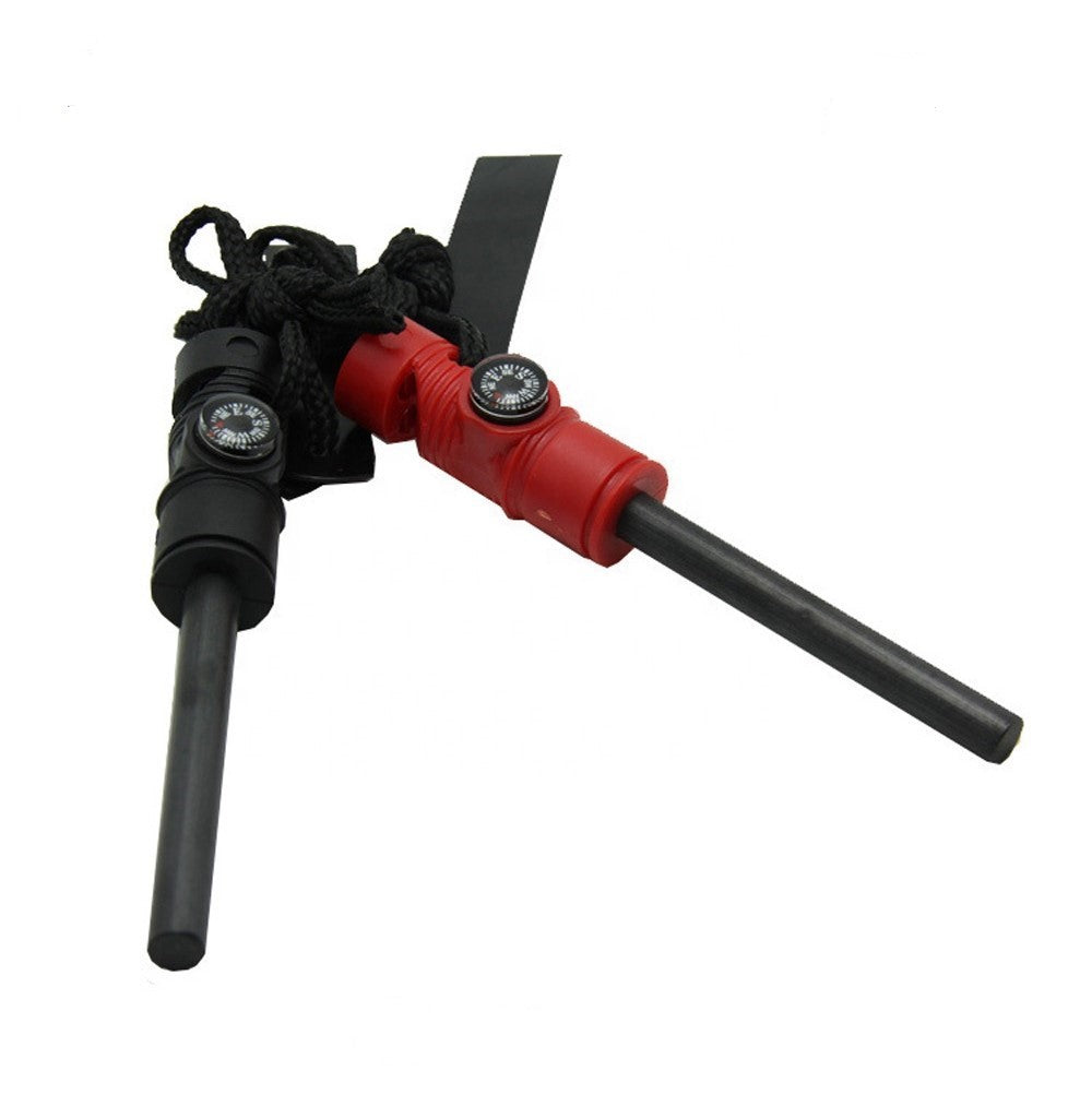 This magnesium flint fire starter for home use and outdoor camping. It is a 4 in 1 survival tool with a Compass, Magnesium fire rod, Whistle, and saw. The high-quality all-weather fire starter is windproof & weather resistant