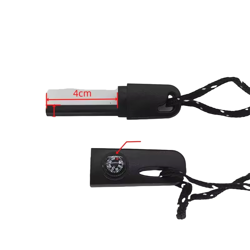 Magnesium Fire Starter Survival Tool, Ferro Rods Fire Striker, Compass, Red or Black