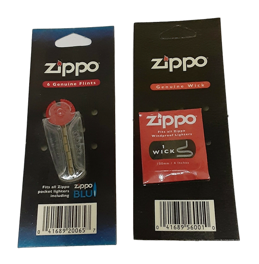 Genuine Zippo Lighter Flint and Zippo Lighter Wick Combo.
